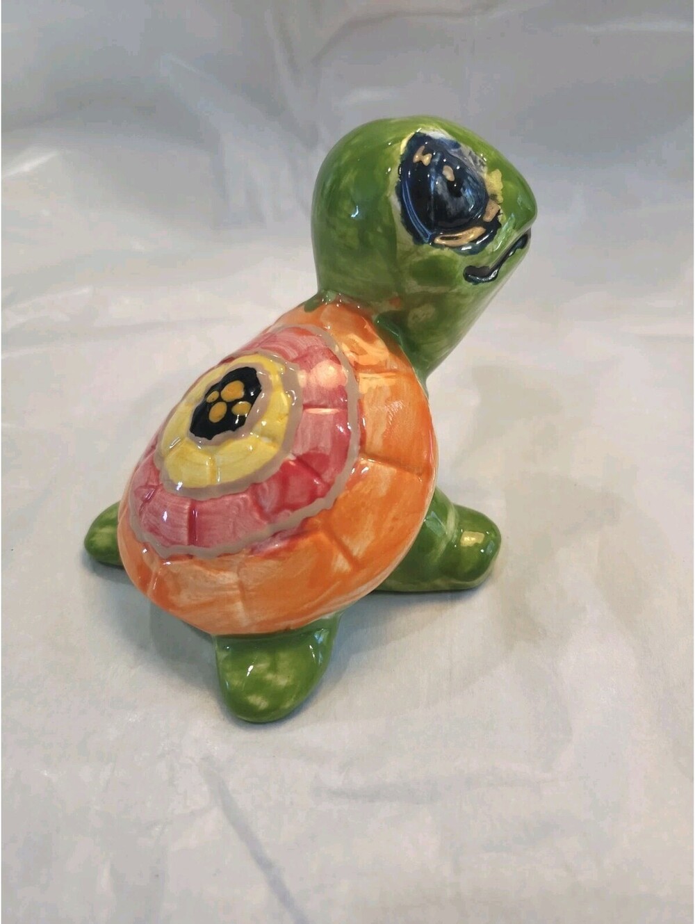 Vintage Hand Painted Glazed Ceramic Baby Frog Figurine